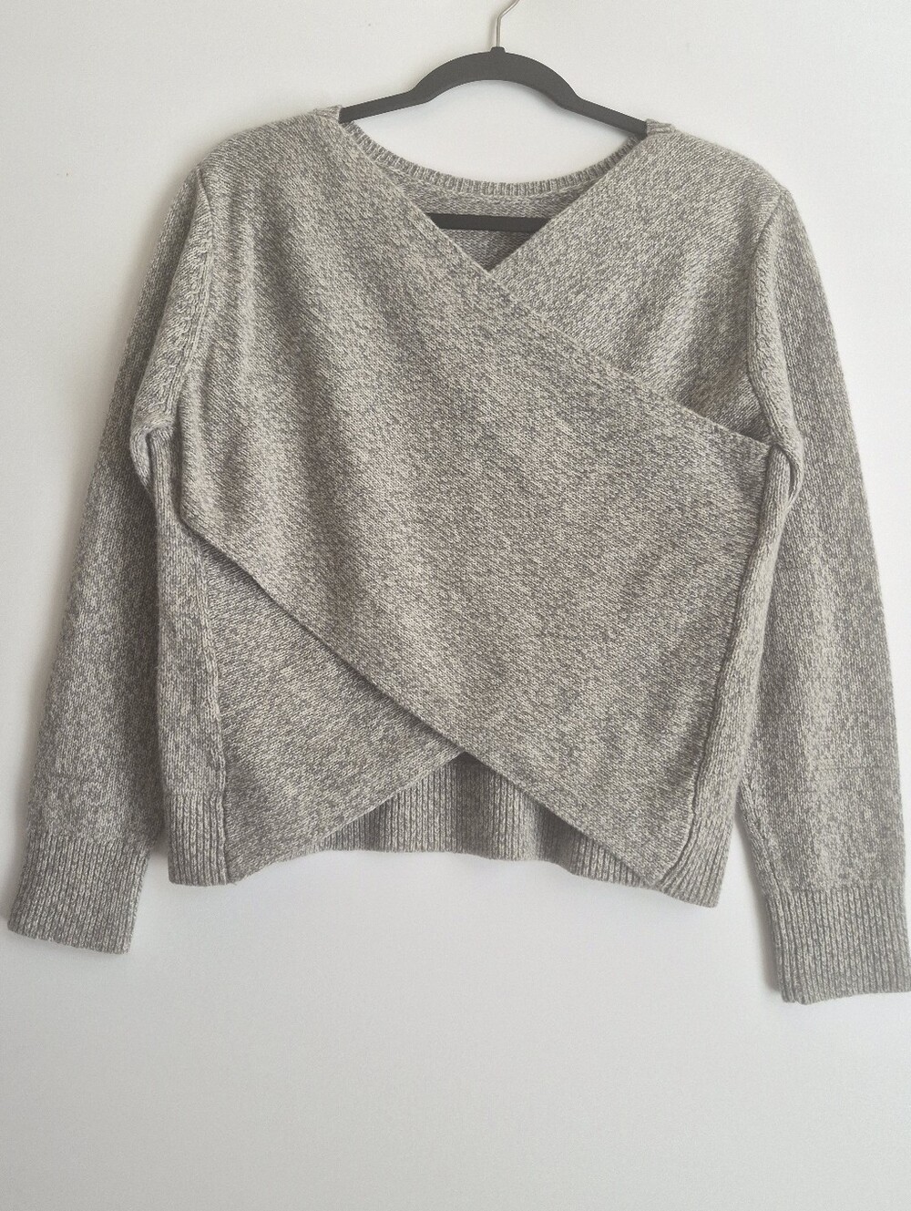 Club Monaco Light Gray Cross-Front V-Neck Sweater